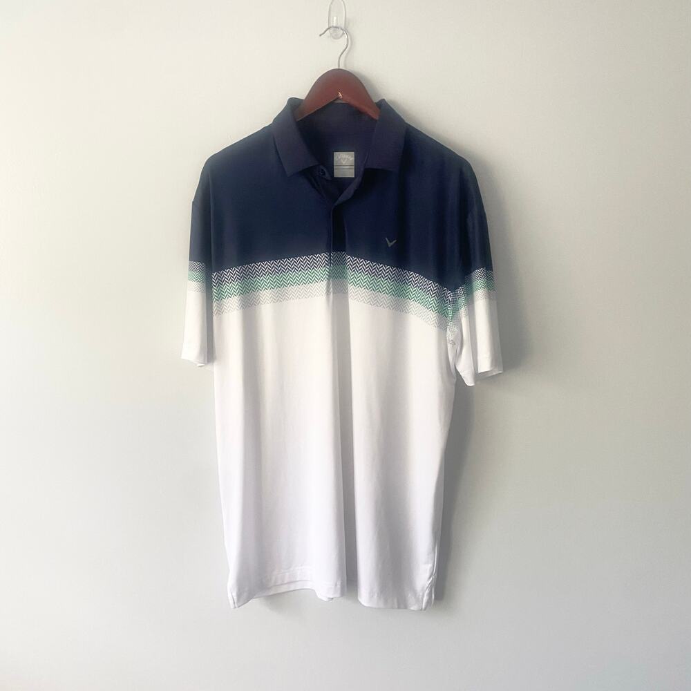 Callaway Opti-Dri Polo Shirt Men's Large Blue Moisture Wick Performance Stretch